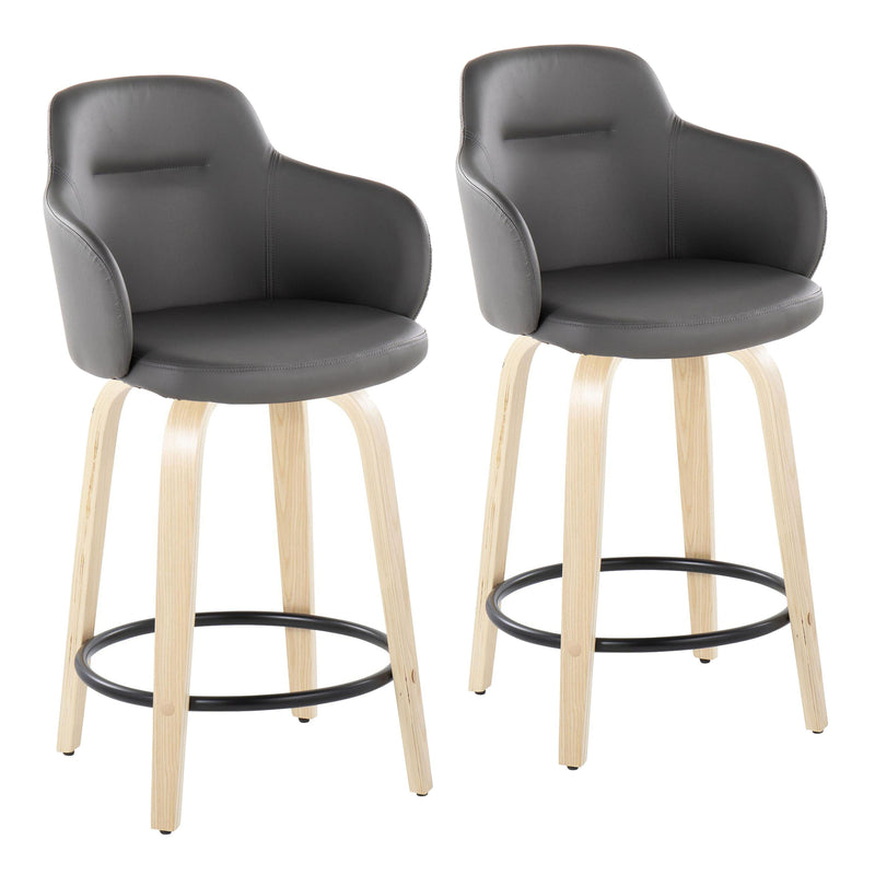 Boyne - Contemporary Fixed Height Counter Stool With Swivel (Set of 2) Round Footrest