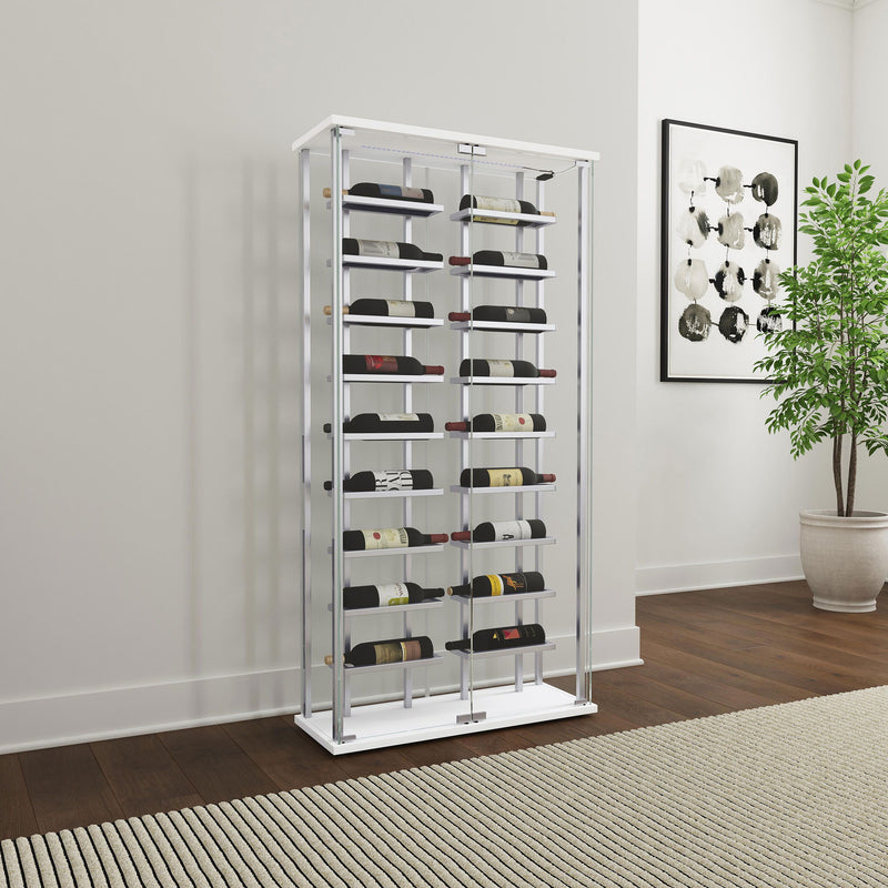 Montara - Tempered Glass Wine Storage LED Curio Cabinet - Chrome