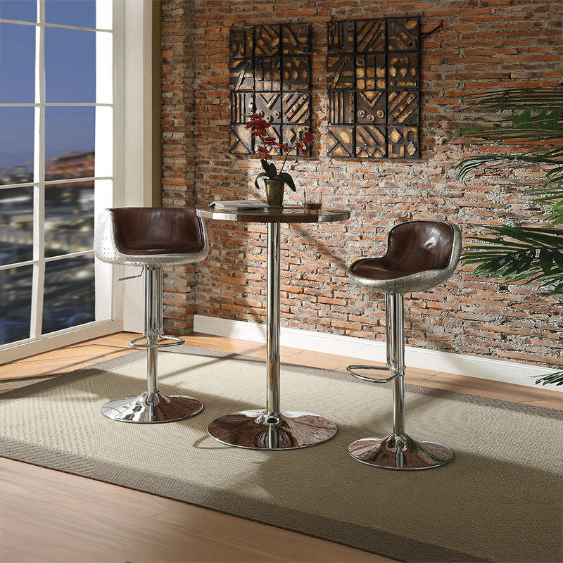 Brancaster - Stool - Vintage Brown Top Grain Leather & Aluminum - Atlantic Fine Furniture Inc