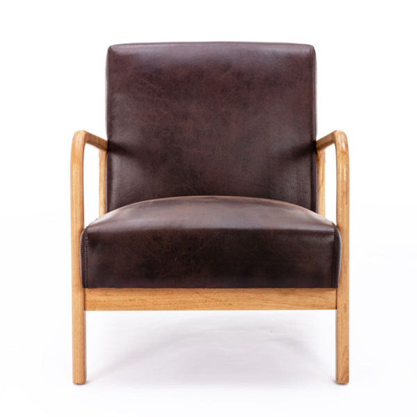 Classic Mid-Century Modern Accent Chairs, Open Framed Armchair With Cushioning Brown - Dark Brown