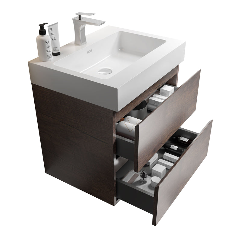 Alice - Bathroom Vanity Wall Mounted With Sink, Large Storage Floating Bathroom Vanity For Modern Bathroom, One-Piece Sink Basin Without Drain And Faucet