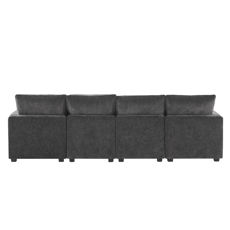 Modern U-Shape Modular Sofa, 6 Seat Chenille Sectional Couch Set With 2 Pillows Included, Freely Combinable Indoor Funiture For Living Room, Apartment, Office