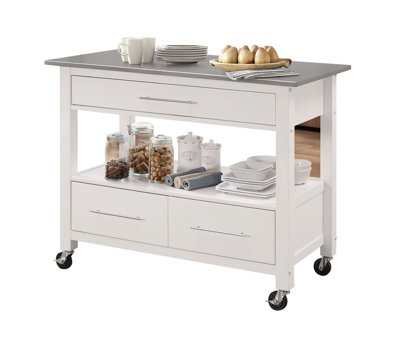 Ottawa - Kitchen Cart - Stainless / White