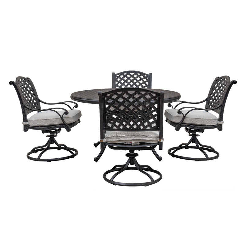 Stylish Outdoor 5 Piece Aluminum Dining Set With Cushion, Swivel And Rocking Chairs - Sandstorm