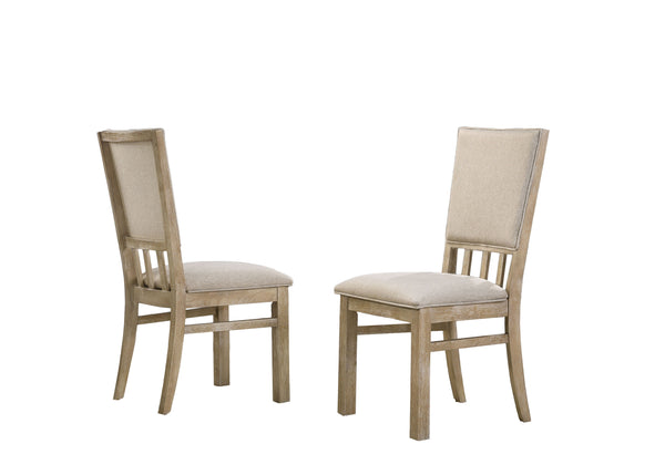 Brutus - Wide Contemporary Fabric Dining Chair (Set of 2) - Reclaimed Wheat