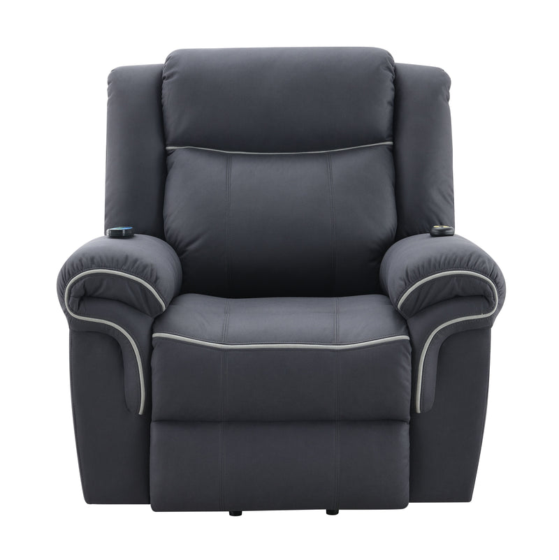 Domana - Polished Microfiber Power Nirion Recliner With Lift Heating Massage Chair - Dark Blue