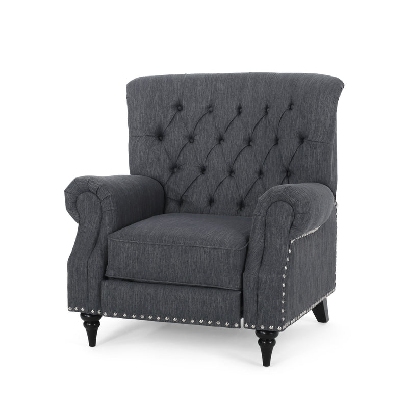 Classic Style Fabric Push Back Chair - Charcoal