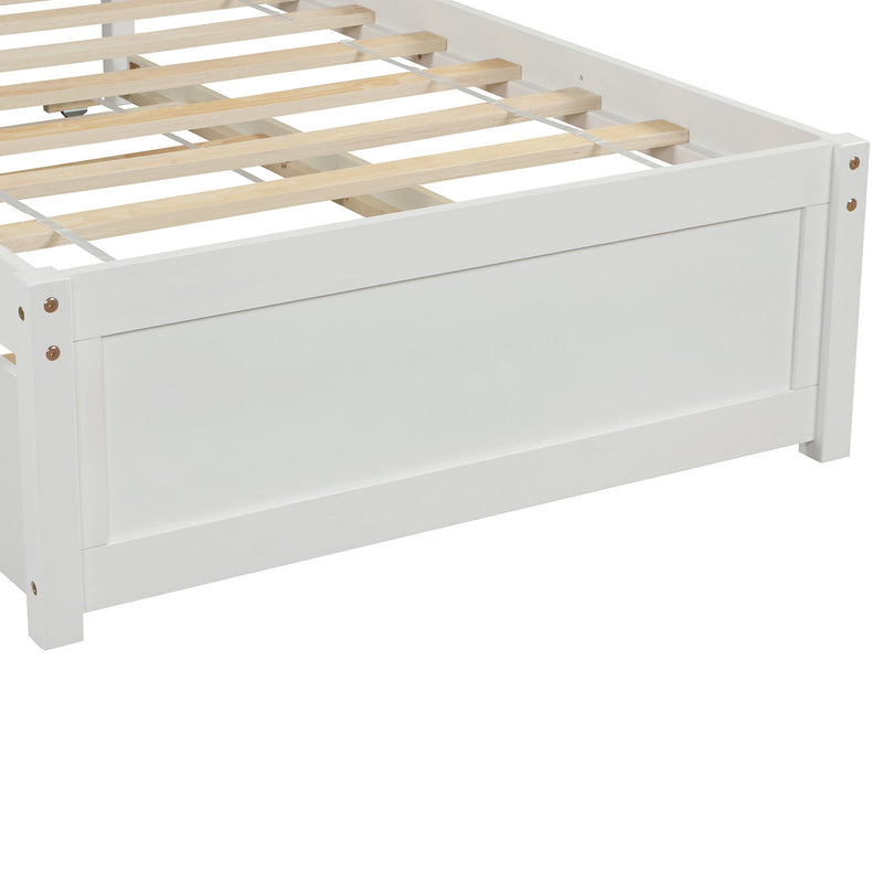 Twin Size Platform Bed Wood Bed Frame With Trundle