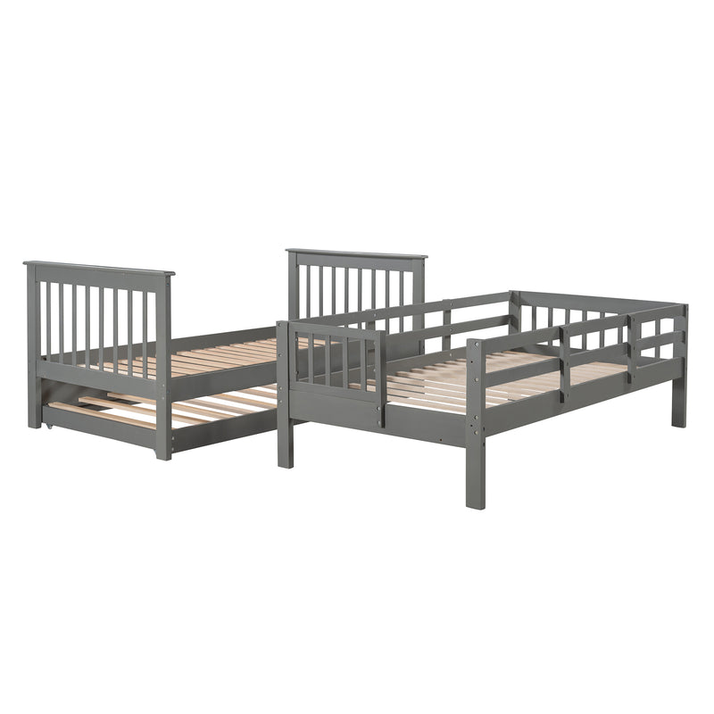 Stairway Twin-Over-Twin Bunk Bed with Twin size Trundle for Bedroom, Dorm, Adults, Gray( old sku: LP000209AAE )