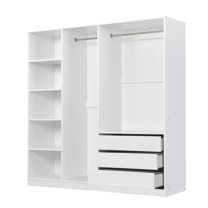 Doorless Storage Wardrobe For Dedroom With Shelves And 3 Drawers