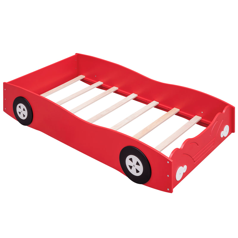 Twin Size Car-Shaped Platform Bed, Red