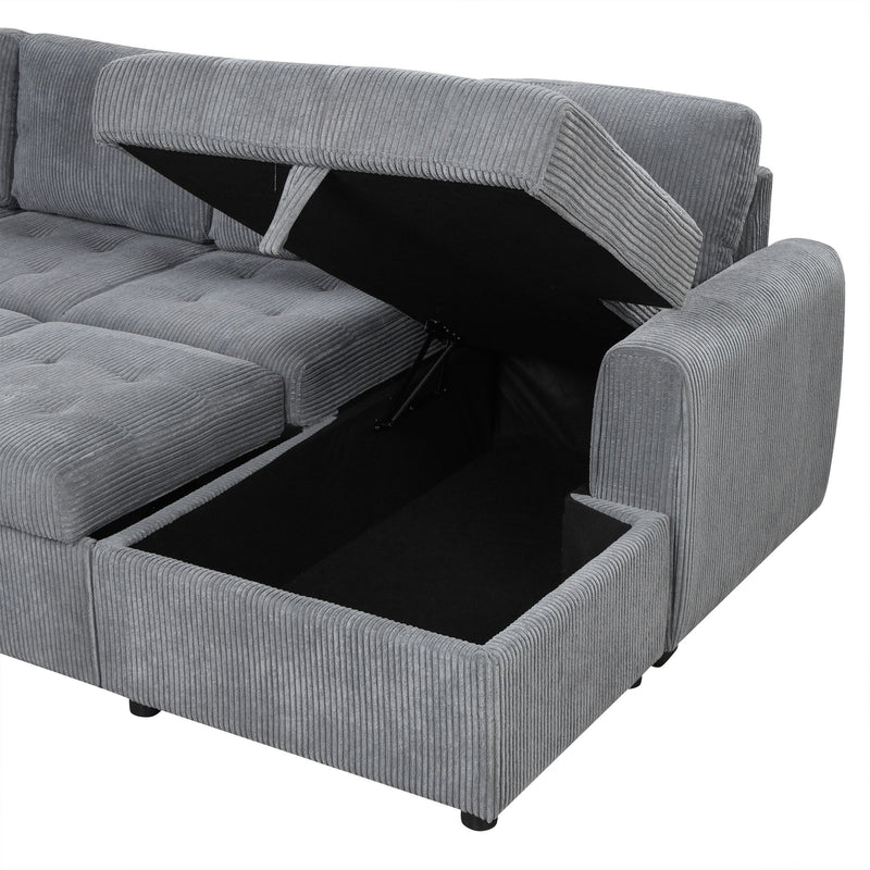 U-Shaped Sofa Sectional Sofa Pull-Out Sofa Bed With A Storage Chaise Lounge, Charging Devices For Living Room