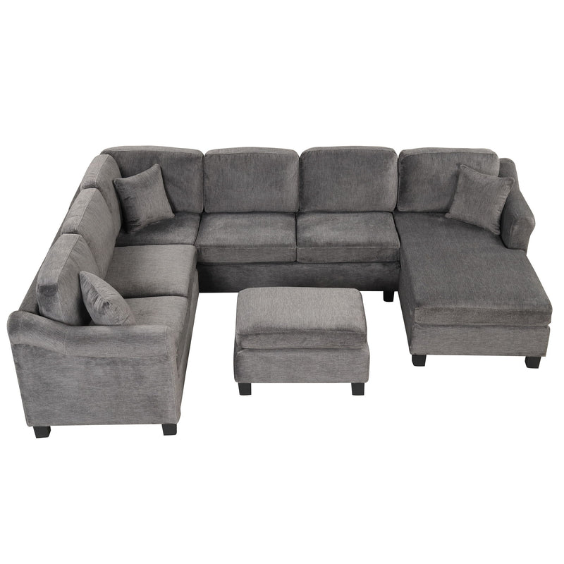 4 Pieces Sectional Sofa With Ottoman With Right Side Chaise