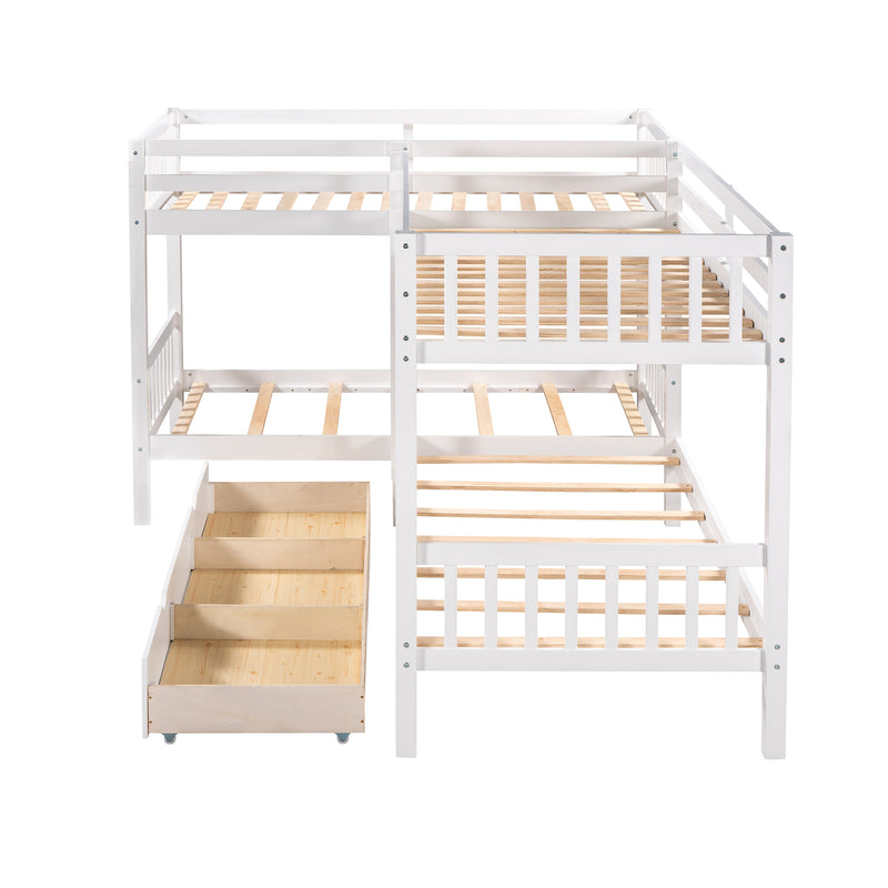 Twin L-Shaped Bunk bed with Drawers-Gray(OLD SKU :LP000038AAK)