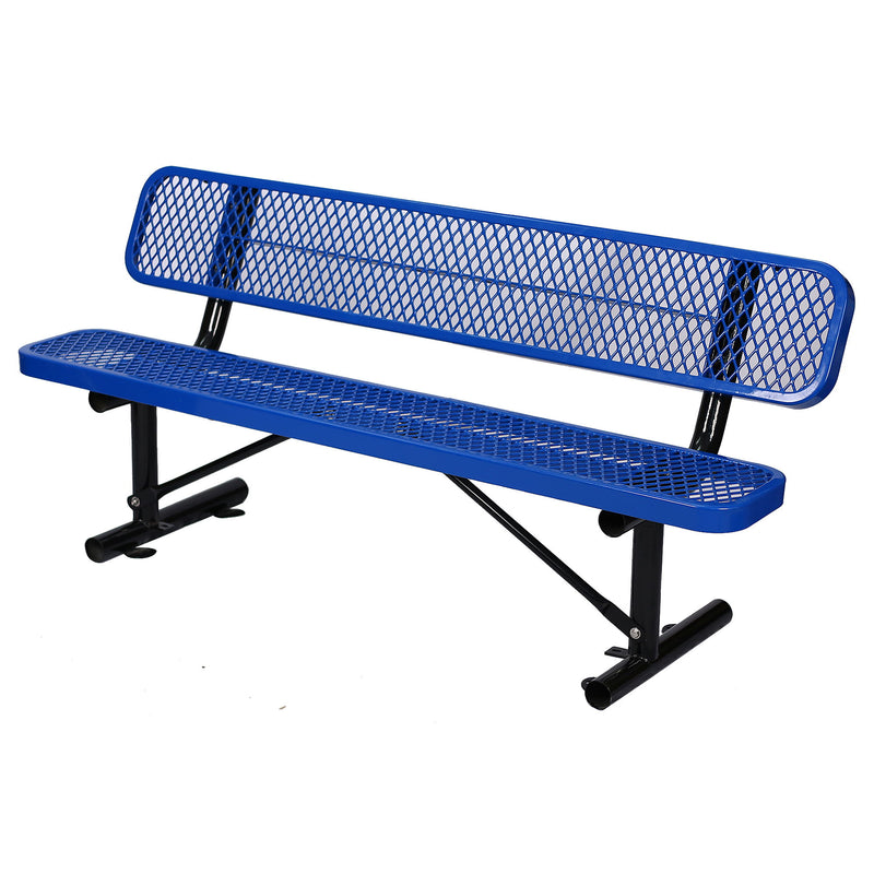 6' Outdoor Steel Bench With Backrest