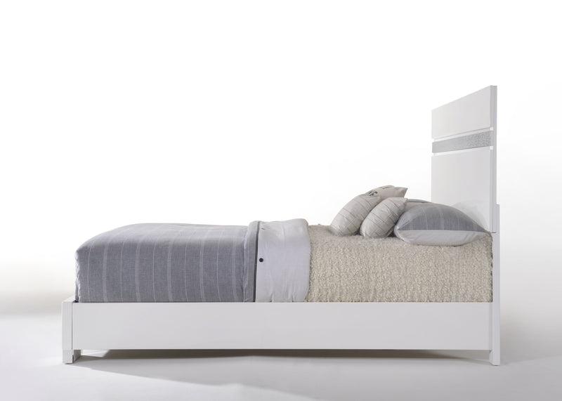 Naima - Queen High Gloss Bed - White