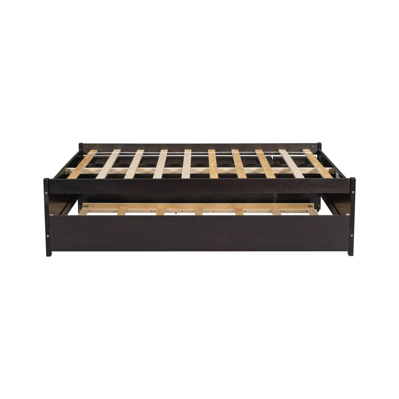 Versatile Full Bed with Trundle,Under bed Storage Box and Nightstand .Espresso