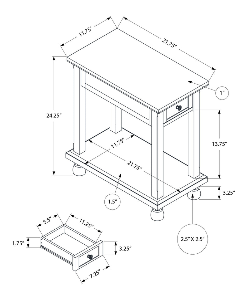 Accent End Table, Storage Drawer, Traditional - Espresso