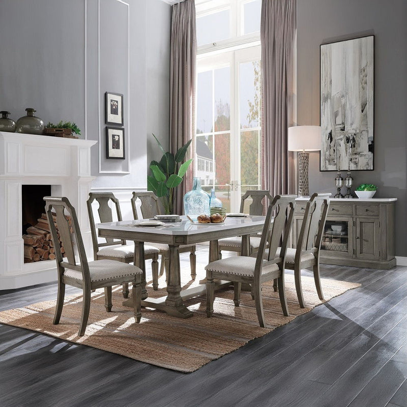 Zumala - Dining Table - Marble & Weathered Oak Finish