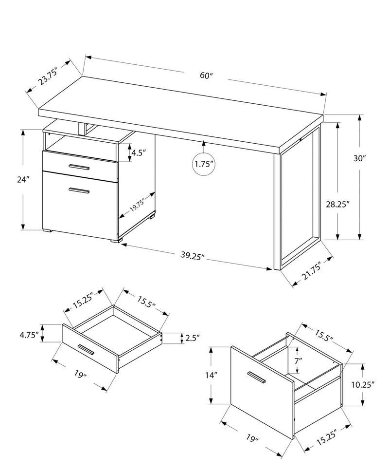 Computer Desk For Home Office, Laptop, Left Right Set - Up, Storage Drawers, Contemporary & Modern