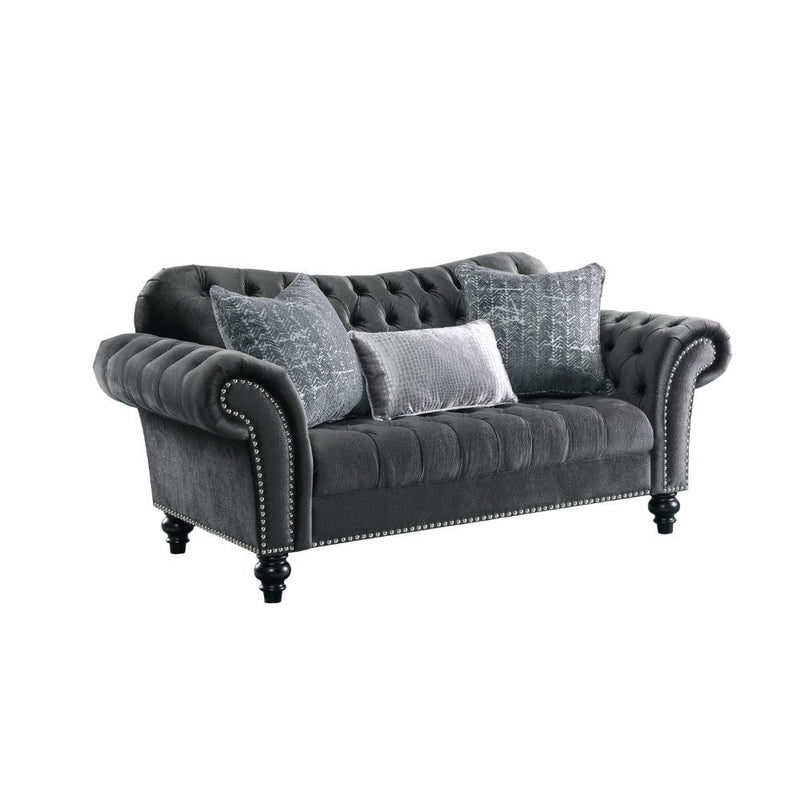 Gaura - Loveseat - Dark Gray Velvet