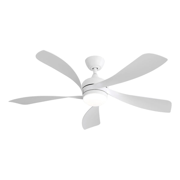 Modern Led Ceiling Fan With 3 Color Dimmable 5 ABS Blades Remote Control Reversible Dc Motor For Bedroom - White