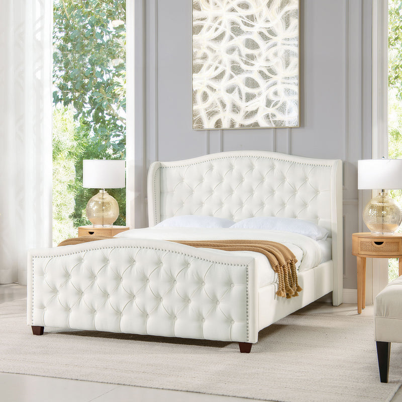 Fontana - Queen Wingback Upholstered Platform Bed Frame