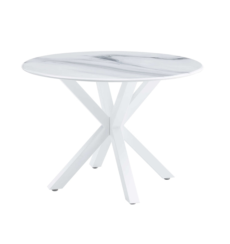 Table Cross Leg Mid-Century Dining Table For 4 - 6 People With Round MDF Table Top, Pedestal Dining Table, End Table Leisure Coffee Table - White