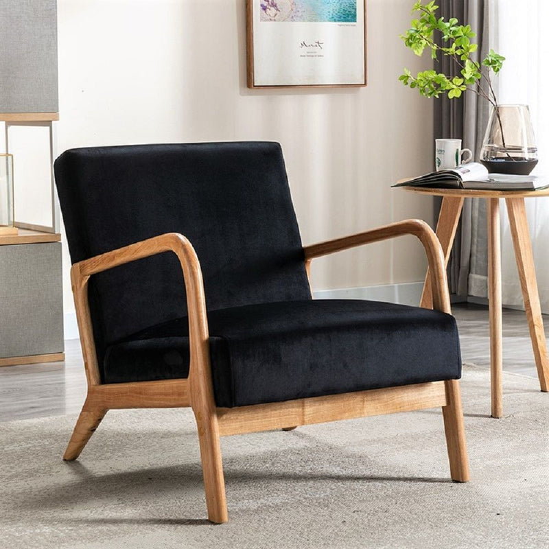 Classic Mid-Century Modern Accent Chairs, Open Framed Armchair With Cushioning