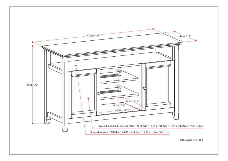 Amherst - TV Media Stand - Rustic Natural Aged Brown