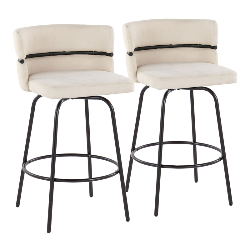 Cinch - Contemporary Fixed Height Counter Stool With Swivel And Round Footrest (Set of 2)