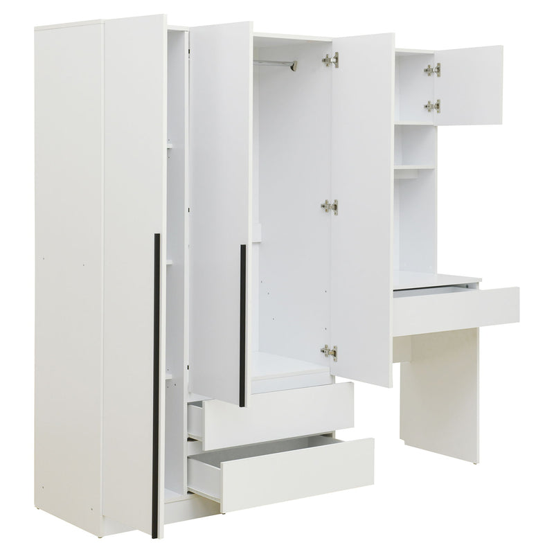 3 Door Storage Desk Wardrobe For Bedroom With Shelves And 3 Drawers