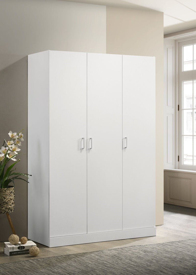 Declan - 3 - Door Wardrobe Cabinet Armoire With Storage Shelves And Hanging Rod - White