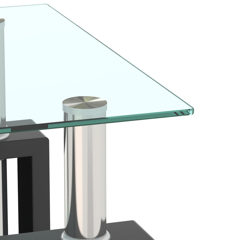 Modern Tempered Glass Tea Table, End Square Table For Living Room