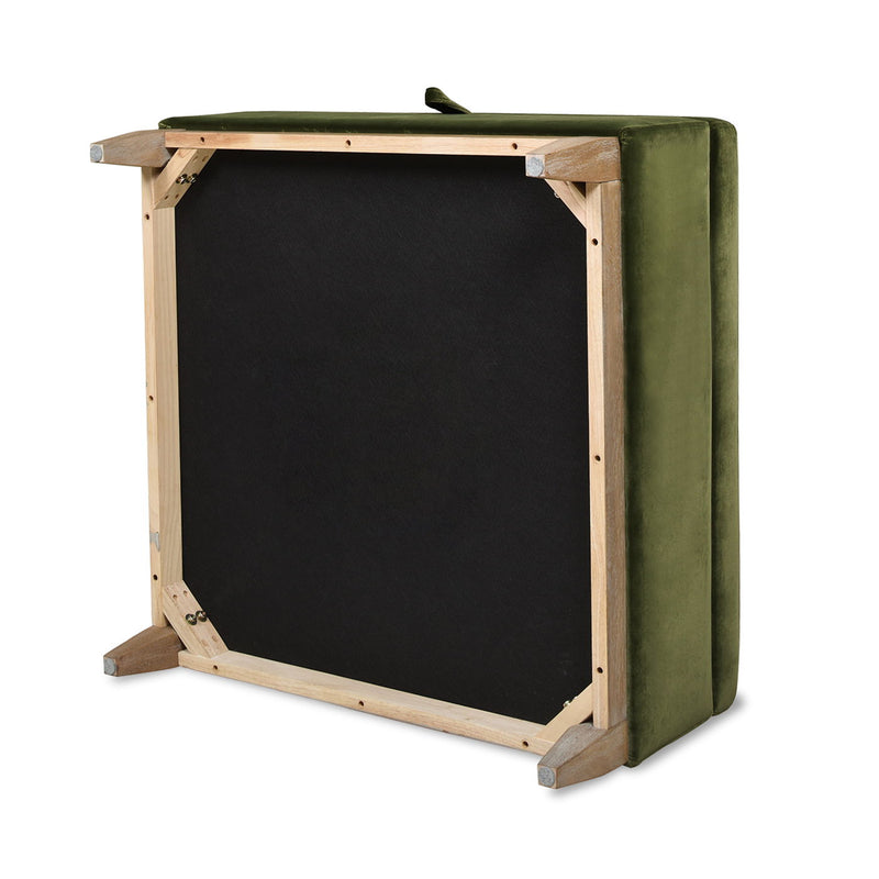 Knox - Square Storage Cocktail Ottoman - Olive Green