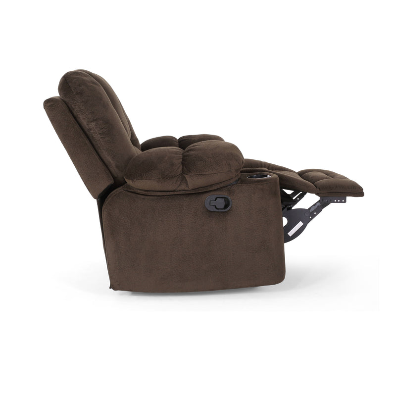 Luxurious Manual Recliner Chair With Skin-Friendly Fabric And Dual Cup Holders