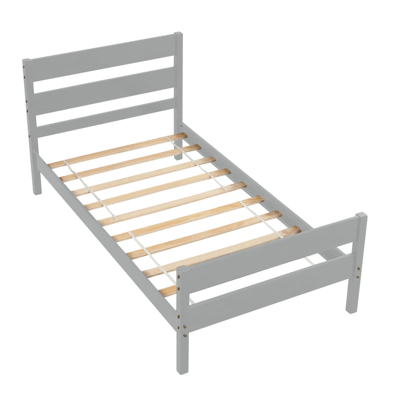 Twin Bed with Headboard and Footboard,Grey