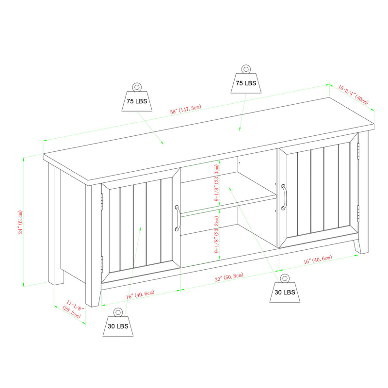 Classic Grooved Door TV Stand For Tvs Up To 65"