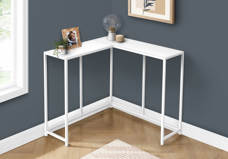 Corner Accent Console Table For Entryway, Unique L-Shaped Design