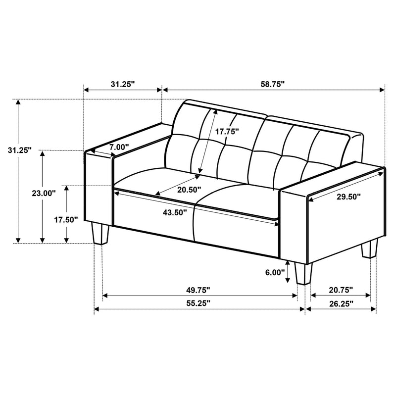 Deerhurst - Upholstered Track Arm Tufted Loveseat - Charcoal