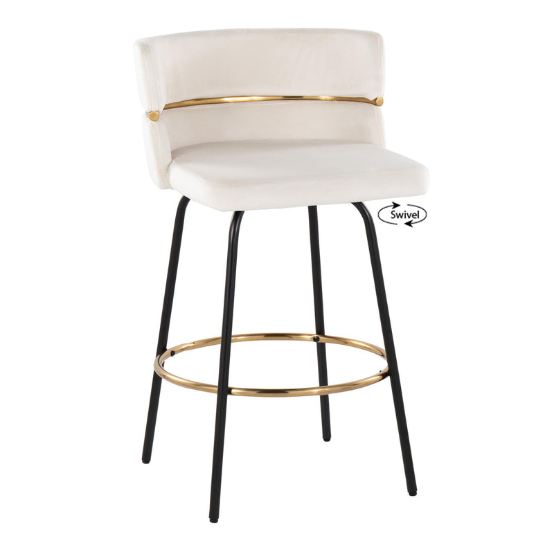 Cinch - Contemporary Fixed Height Counter Stool With Swivel & Round Footrest (Set of 2)