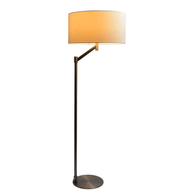 Serene - Floor Lamp With Rotary Switch Base Linen Shade - Brushed Nickel / White