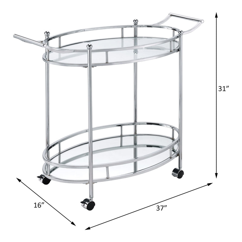 Jinx - Clear Glass Serving Cart - Silver