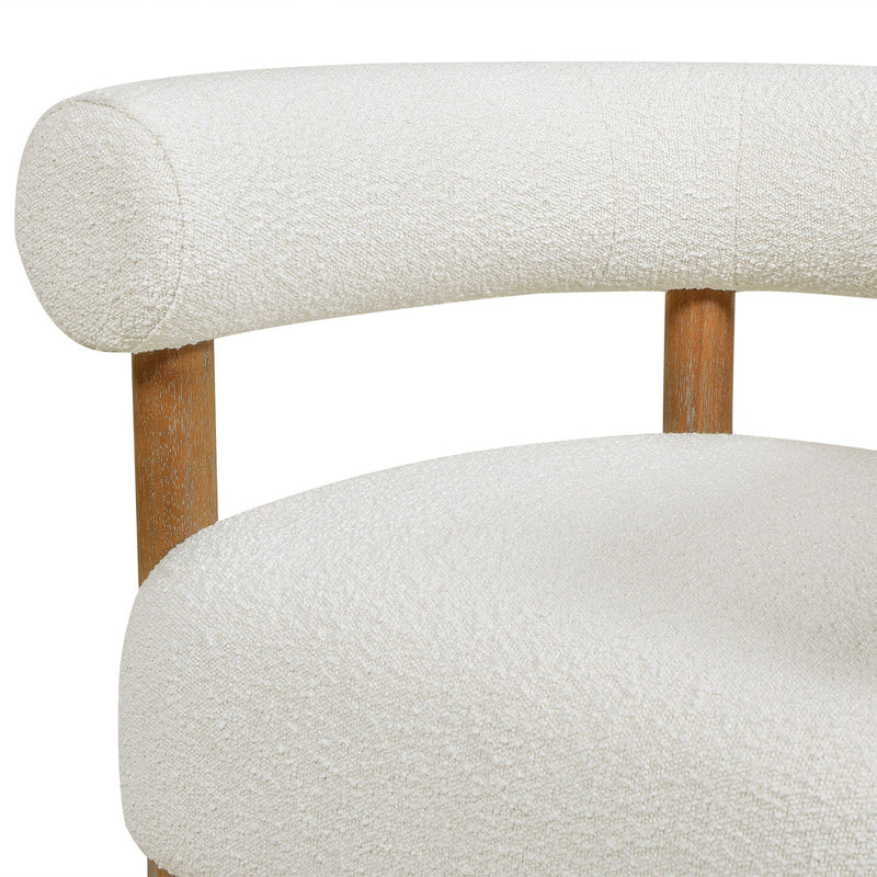 Fuji - Mid Century Modern Barrel Accent Arm Chair - Ivory White