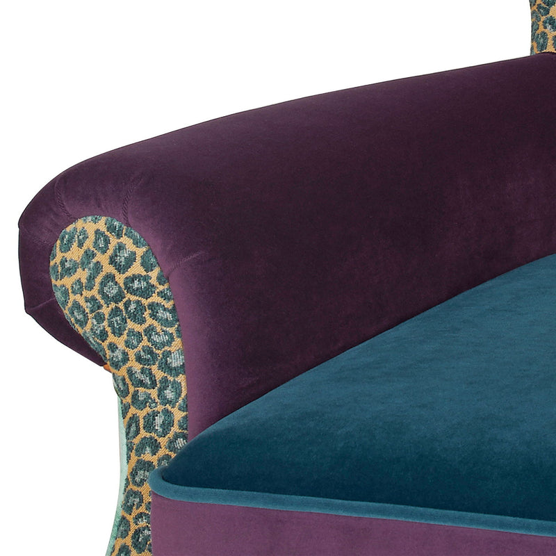 Anya - Boho Chic Wingback Accent Arm Chair - Floral / Leopard / Blue Teal / Purple