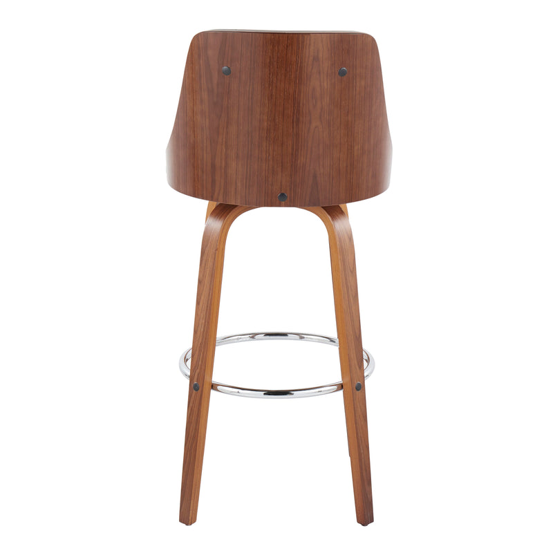 Gianna - Mid Century Modern Fixed Height Barstool With Swivel With Round Footrest (Set of 2)