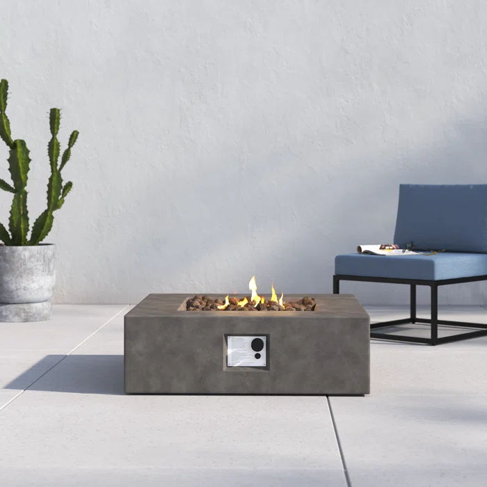 Outdoor Handcrafted Fire Pit Table - Charcoal