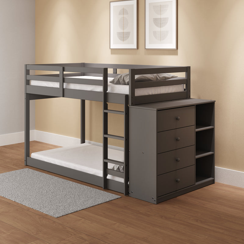 ACME Gaston Twin/Twin Bunk Bed w/Cabinet, Gray Finish BD01372