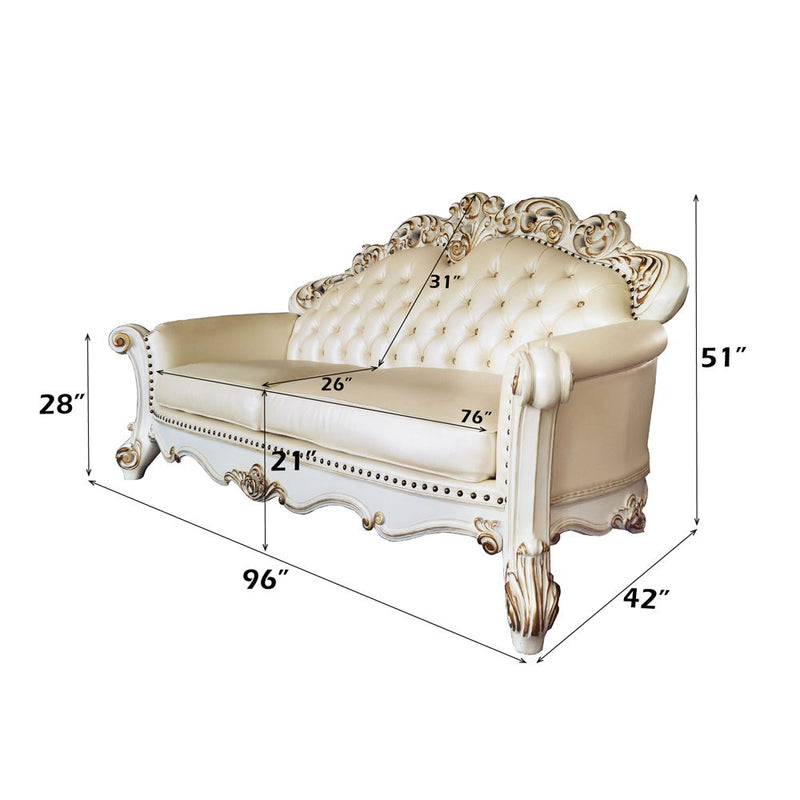 Vendom - Sofa - Champagne PU & Antique Pearl Finsih