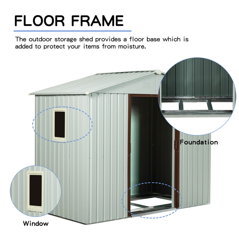 Ry-Sdyx56-Ww Outdoor Metal Storage Shed With Window - White